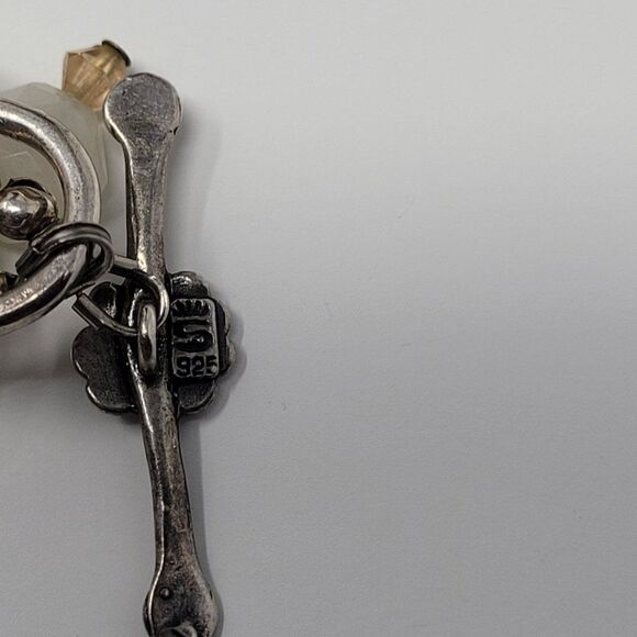 Artisan Handmade 925 Sterling Silver White Quartz Bicone Beaded Bracelet Healing - Picture 9 of 16